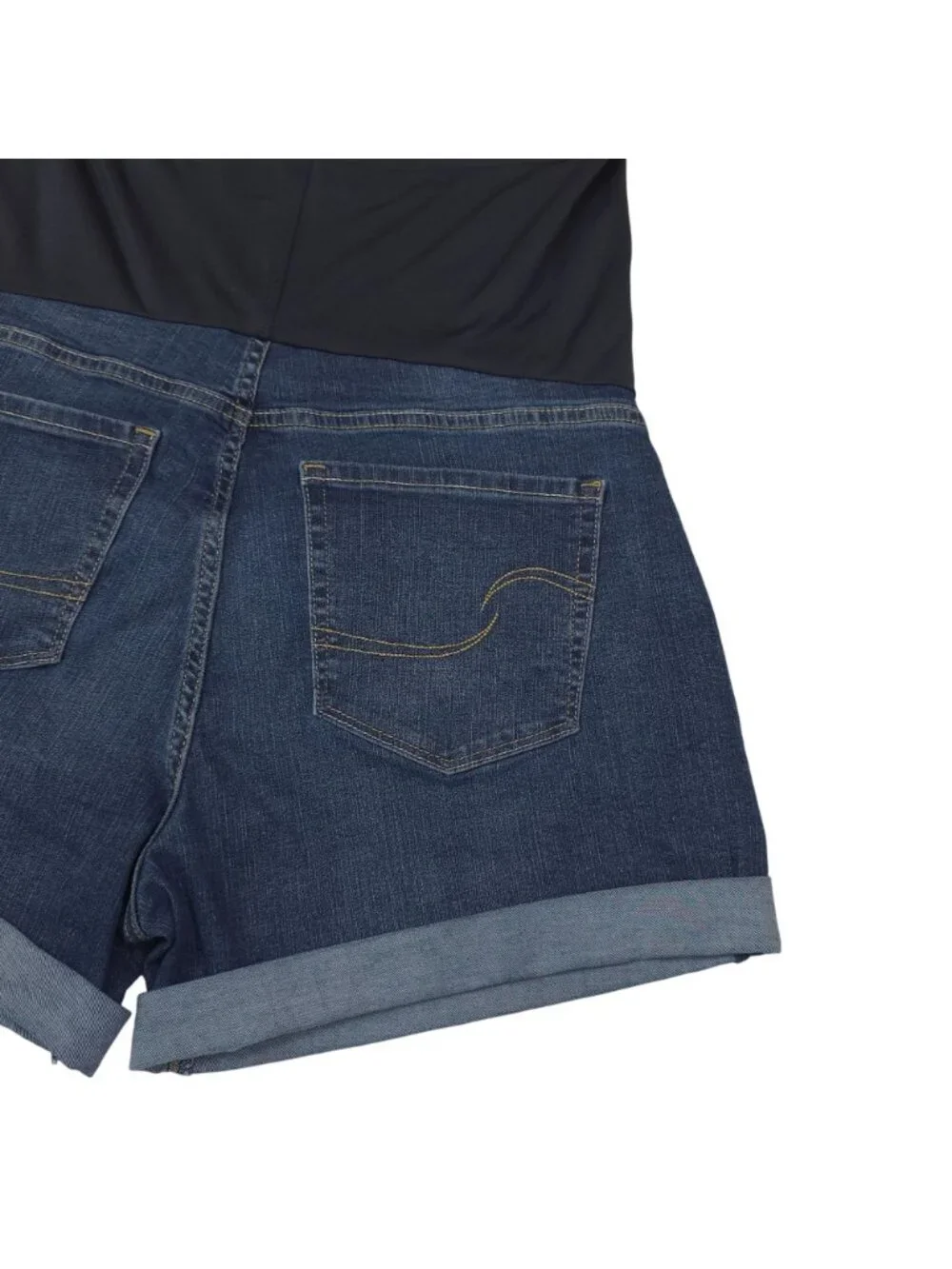 Signature By Levi Strauss Maternity Shortie Denim Shorts Large Stretch Waistband